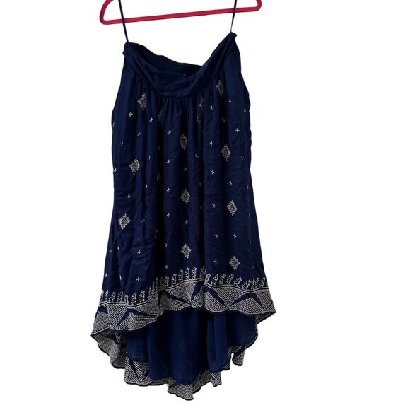 Anthropologie Blue White Hi-Low Midi Skirt Stretch Waist - Size 12 - Picture 2 of 8